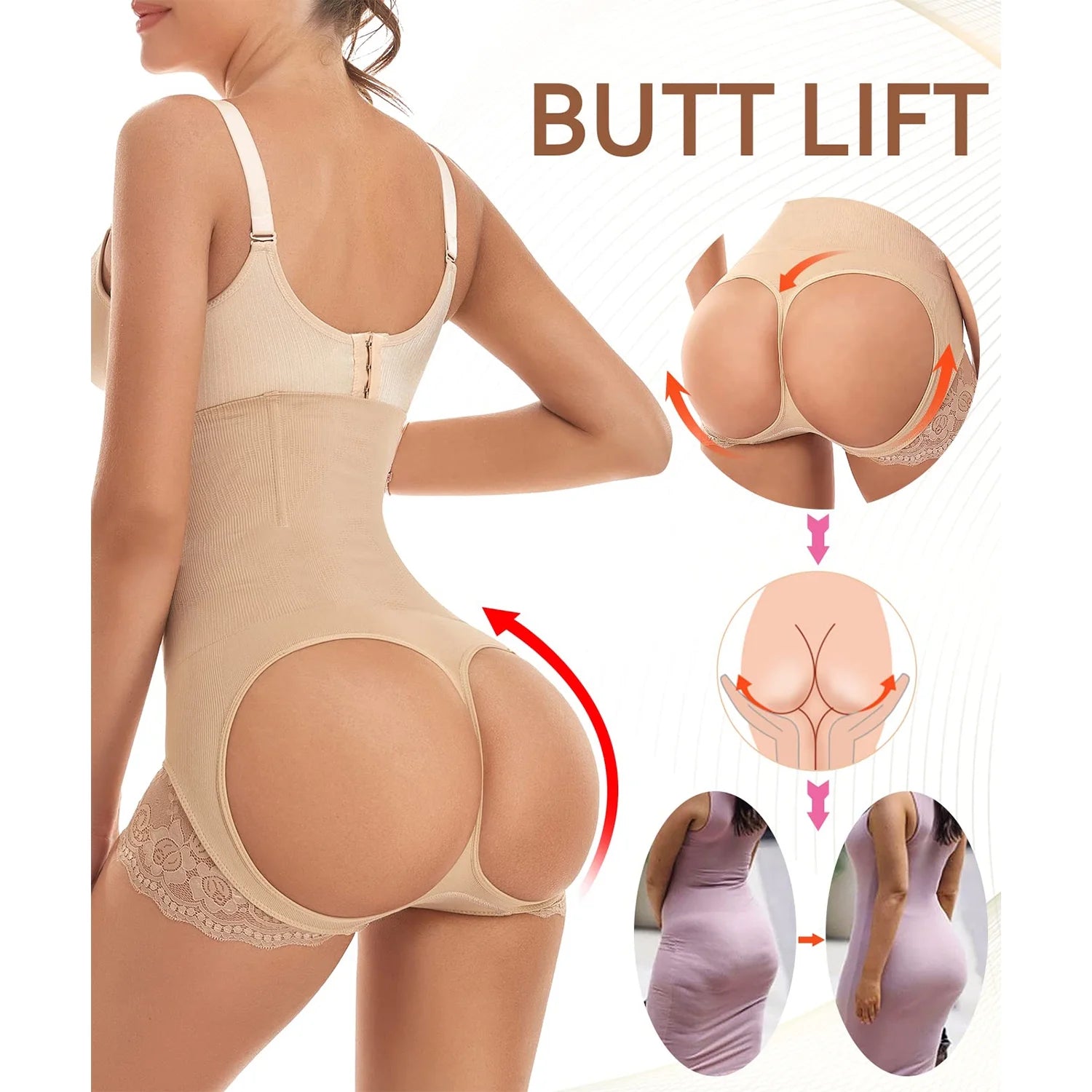Bloom & Rise Butt Lifting Shapewear – Tummy Control Booty Lifter Panties & Waist Shaper for Women
