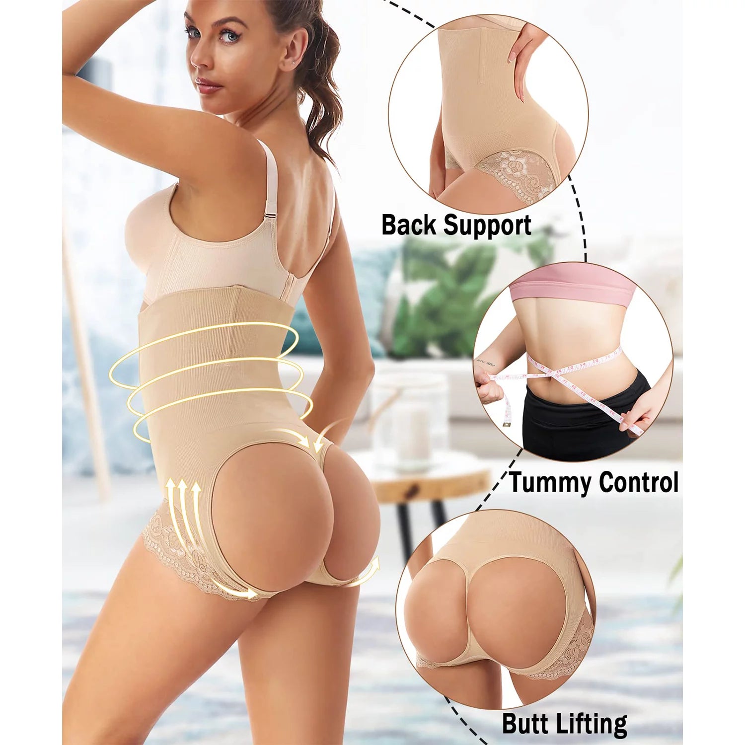 Bloom & Rise Butt Lifting Shapewear – Tummy Control Booty Lifter Panties & Waist Shaper for Women