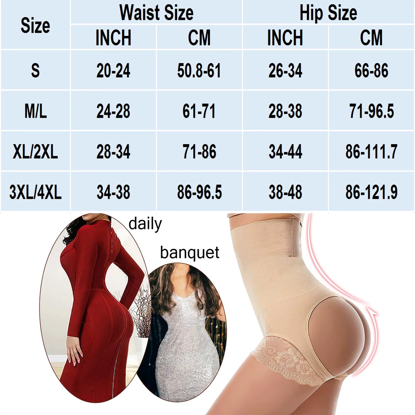 Bloom & Rise Butt Lifting Shapewear – Tummy Control Booty Lifter Panties & Waist Shaper for Women