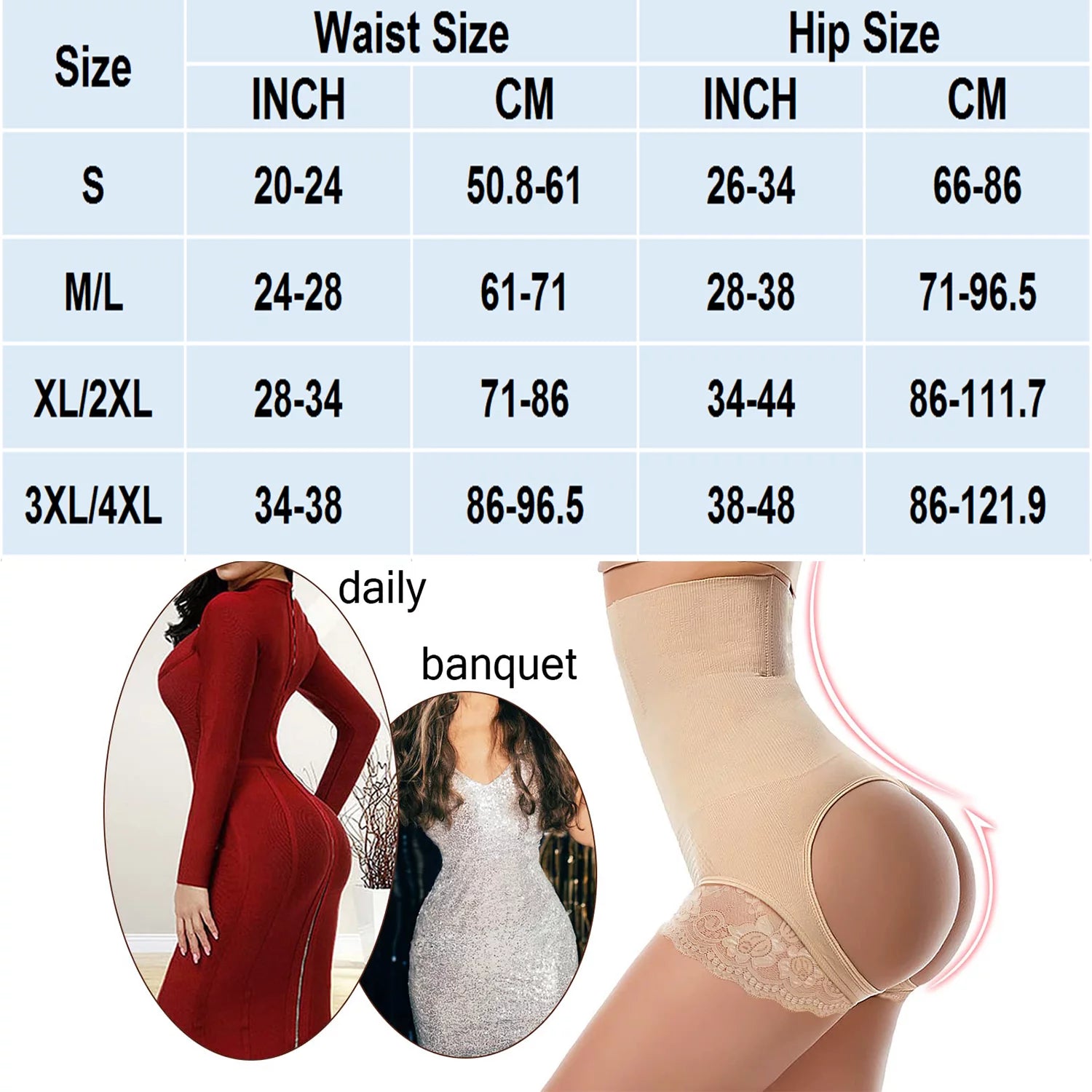 Bloom & Rise Butt Lifting Shapewear – Tummy Control Booty Lifter Panties & Waist Shaper for Women